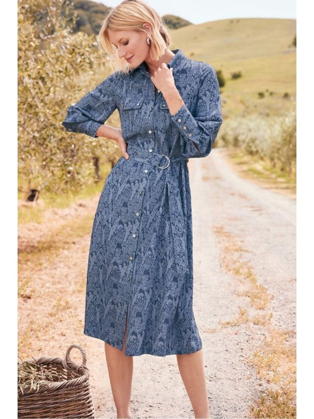 Soft Surroundings Blue Snake Print Irina Dress Size XS
